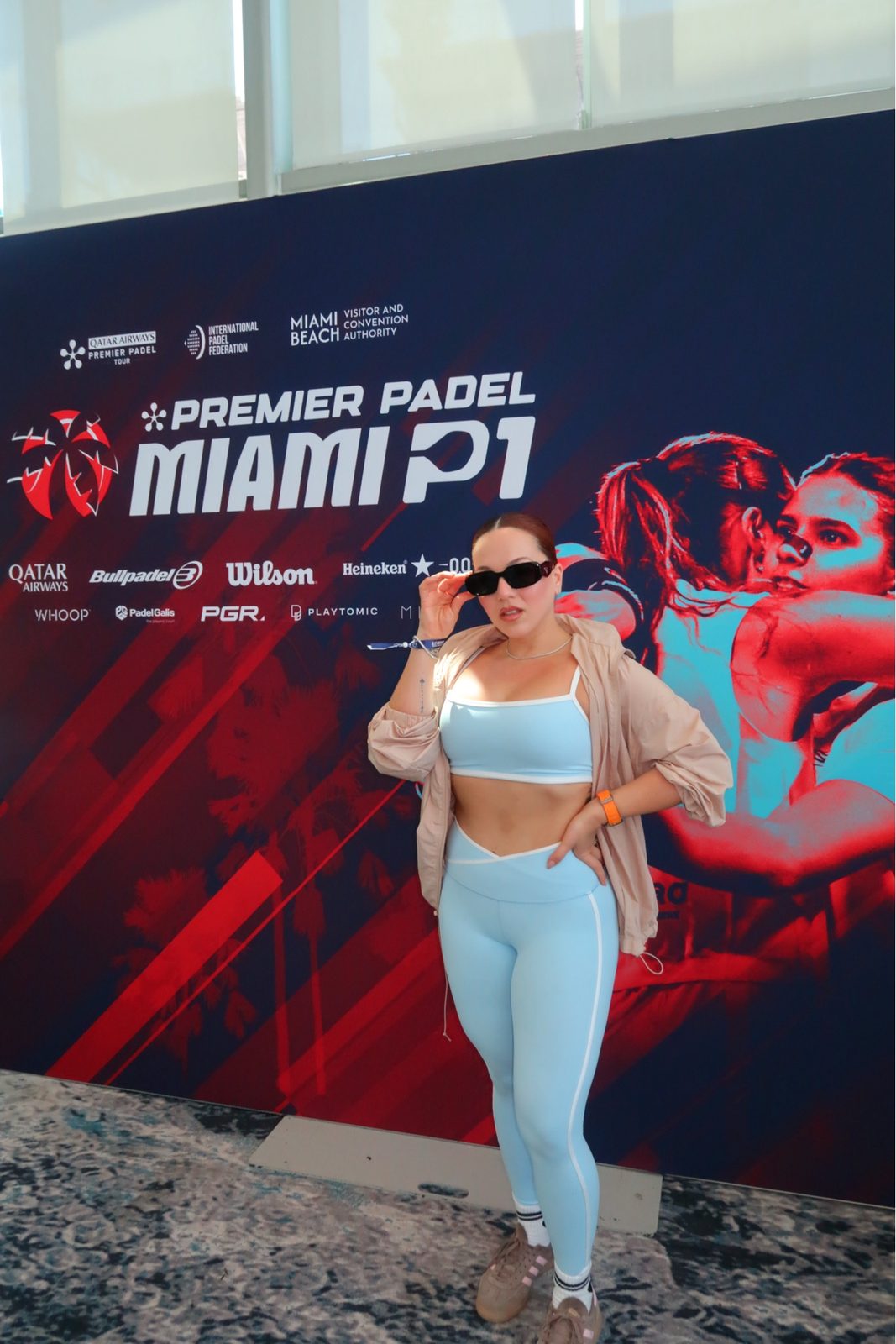 Berly in activewear at the Premier Padel Miami event
